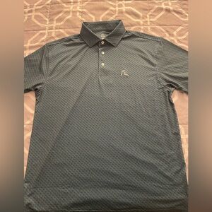 Rhoback Mens Performance Polo The Great Lakes Green/Navy Blue Medium M